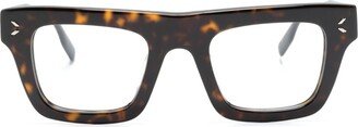 Tortoiseshell-Effect Square-Frame Glasses-AC