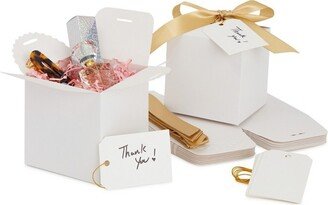 Stockroom Plus 12 Pack Paper Gift Box with Ribbon for Bridesmaid Proposal, Wedding Favors & Party, White, 4 x 4 in