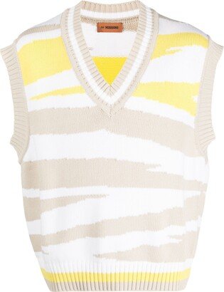 Knitted Zebra-Print Vest