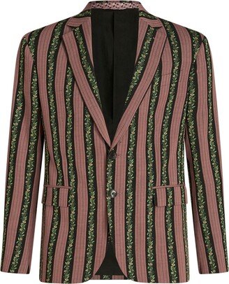 Striped Floral-Jacquard Blazer