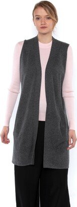 Jennie Liu Womens 100% Pure Cashmere Sleeveless Cardigan Sweater Duster Vest