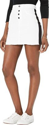 Tonal Tuxedo Denim Skirt (White) Women's Skirt