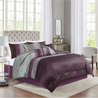 Gracie Mills 7-pc Amherst Comforter Set, Purple - Queen