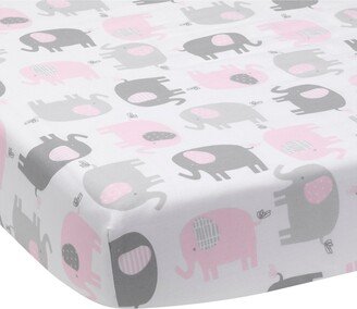 Eloise Gray/Pink/White Elephant Baby Fitted Crib Sheet