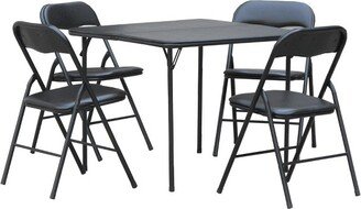 5pc Folding Table Set Black - Plastic Dev Group