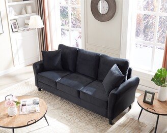 RASOO Comfortable Velvet 3-Seater Sofa with Detachable Back Cushions and 2 Pillows