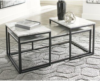 Donnesta Contemporary Gray/Black 3-Piece Occasional Table Set - 46W x 22D x 16H