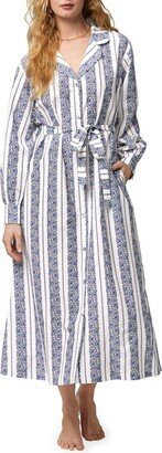 Floral Stripe Cotton & Silk Button-Up Caftan