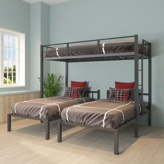 Snake River Décor Twin Over Twin & Twin Triple Bunk Bed Platform Kids Teens Adults Black