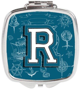 CJ2014-RSCM Letter R Sea Doodles Initial Alphabet Compact Mirror