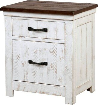 Willow Rustic 3 Drawer Nightstand with USB Plug Distressed White/Walnut - HOMES: Inside + Out