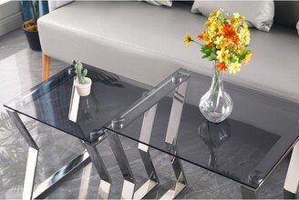 TiramisuBest Nesting End Table Set of 2 Glass Table Set for Living Room - N/A