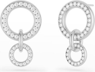 White Gold 3-Link Earrings with White Diamonds