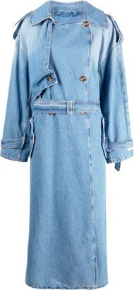 Double-Breasted Denim Trench Coat-AA