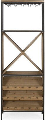 Fritsche Modern Industrial 47 Bottle Floor Wine Rack Natural/Black