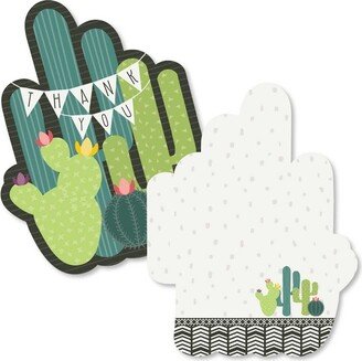 Big Dot of Happiness Prickly Cactus Party - Shaped Thank You Cards - Fiesta Party Thank You Note Cards with Envelopes - Set of 12