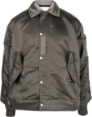 Glossy-Finish Bomber Jacket