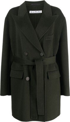 Belted Double-Breasted Wool Coat-AD