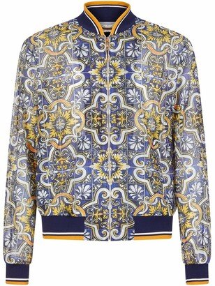 Tile-Print Bomber Jacket