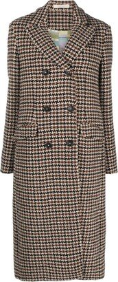 Double-Breasted Houndstooth Wool Coat-AA