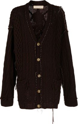 Cable-Knit Skull Cashmere Cardigan