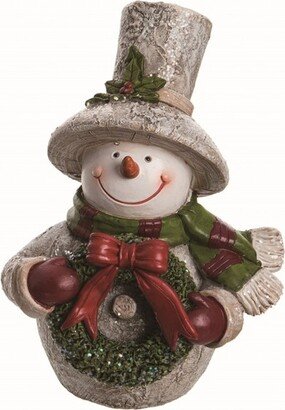 Resin Multicolored Christmas Large Birch Snowman Figurine