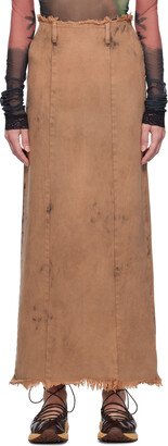 OPEN YY Brown Dyed Denim Maxi Skirt