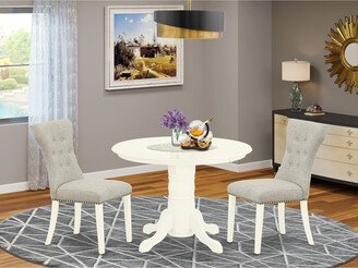 3-Piece Kitchen Table Set - Kitchen Table & 2 Chairs with Linen Fabric Seat