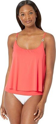 Iconic Solids Double Layer Tankini Top (Sangria) Women's Swimwear