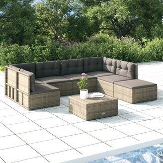 Patio Furniture Set Patio Lounge Set with Cushions Gray Poly Rattan - 21.3 x 21.3 x 9.6/15/19.7/21.7