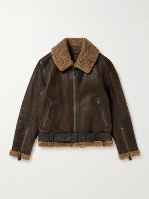 Wilder Shearling-Trimmed Leather Aviator Jacket