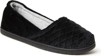 Dearfoam Women' Katie Microfiber Velour Epadrille Slipper - Black Size L