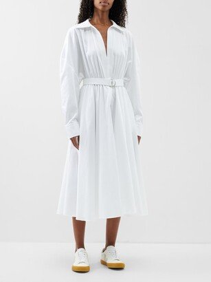 Oversized Cotton-poplin Midi Shirt Dress-AA