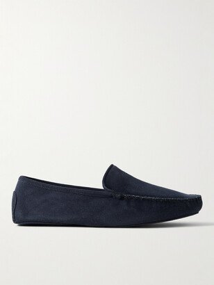 Thom Sweeney Cashmere-Lined Suede Slippers