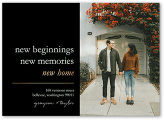 Moving Announcements: New Memories Moving Announcement, Black, 5X7, Matte, Signature Smooth Cardstock, Square