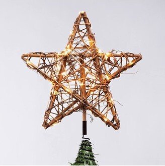 Ornativity Rattan Star LED Light Up Tree Topper