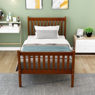 Wood Platform Bed Frame with Wood Slat Support