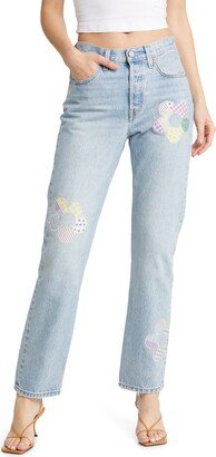 501® Patchwork Flower High Waist Straight Leg Jeans