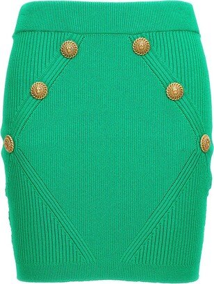 Button Detailed Mini Knitted Skirt