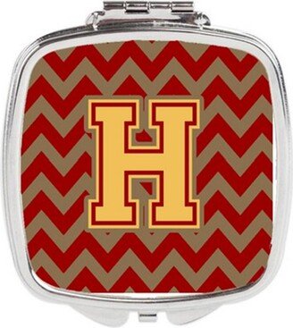 CJ1048-HSCM Letter H Chevron Garnet & Gold Compact Mirror