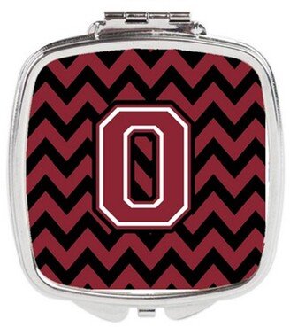 CJ1052-OSCM Letter O Chevron Garnet & Black Compact Mirror