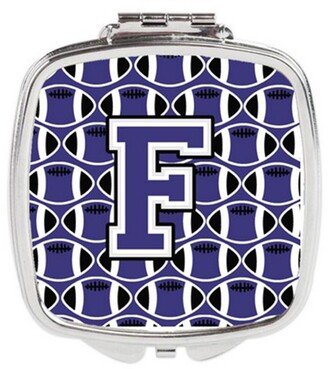 CJ1068-FSCM Letter F Football Purple & White Compact Mirror