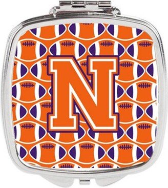 CJ1072-NSCM Letter N Football Orange, White & Regalia Compact Mirror