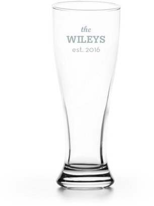 Pilsner Glasses: Framed Family Name Pilsner Glass, Glass, Pilsner Glass Single Side, White