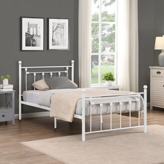 EDWINRAY Twin Size Modern Comfort Style Metal Bed Frame with Headboard and Footboard