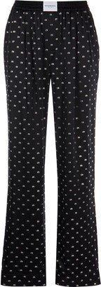 Logo Jacquard Silk Pajama Trousers