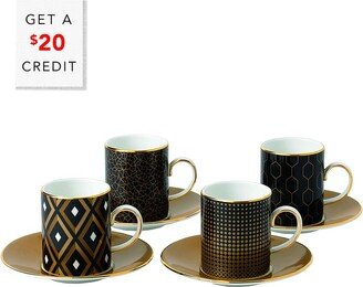 Set Of 4 Arris Accent Espresso Cups And Saucers With $20 Credit