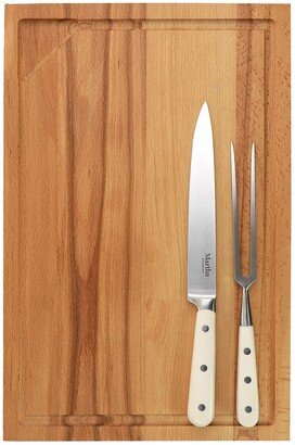 Goswell 3Pc Carving Board And Cutlery Set