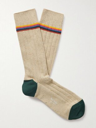 Ulysses Striped Ribbed Cotton-Blend Socks