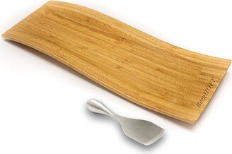 Bamboo 2Pc Wavy Board & Aaron Probyn Cheese Knife Set